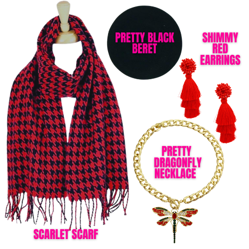 Scarlet Houndstooth Scarf